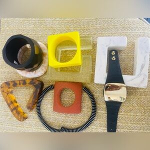 Lot of Resin/ Acrylic Bracelet Stack with Cuff, 7 bracelets and 1 necklace.